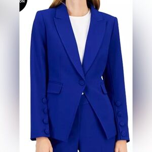 Stunning Cobalt Blue Tahari ASL Blazer button detail on sleeves, size 12 NWT